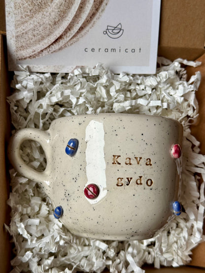 Keraminis puodelis ,, Kava gydo"